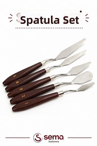 TOMBİ-X Set de spatule metalice pentru pictură, 5 piese, (cuțit de pictură)