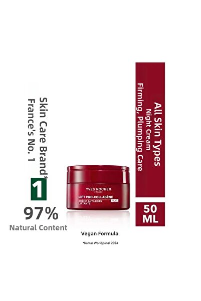 Yves Rocher Night Cream-Firming, Plumping Herbal Collagen and Hyaluronic Care...