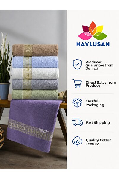 HAVLUSAN Grek 6 Pieces 70X140 cm Bath Towels Cotton Colorful Shower Towel Set