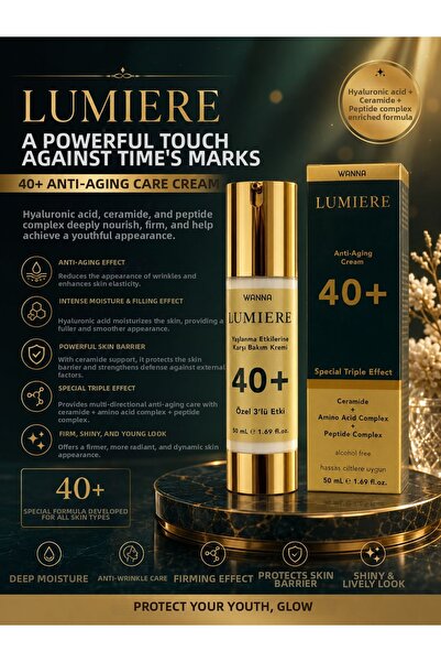 WANNA Lumiere 40+ Anti Aging Care Cream |   Hyaluronic Acid, Ceramide & Pepti...
