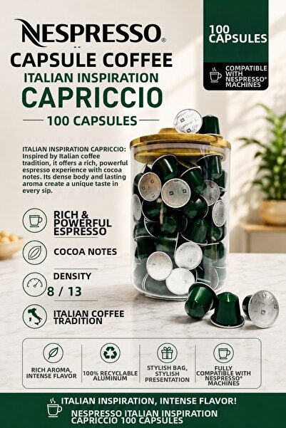 Nespresso كبسولات قهوة كابريتشيو 100 كبسولة + علبة هدية