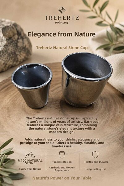 OSMANLI DOĞAL TAŞ Certified Terahertz Set of 2 Cups