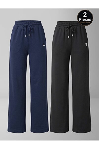Sapeur 2-Pack Women's Soft Touch Comfort Fit Wide Leg Sports & Casual Pants