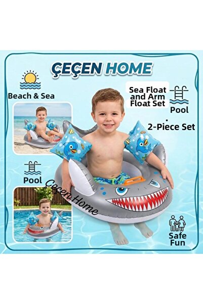 ÇEÇEN HOME Shark Patterned Children's Swim Ring and Duck Patterned Children's...