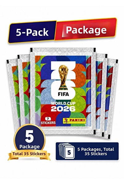 Panini حزمة ملصقات كأس العالم 2026 الرسمية من الفيفا - 5 حزم