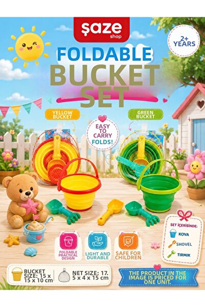 SAZE Foldable Bucket Set 2-Piece Model Option – Bucket, Shovel and Rake Set –...