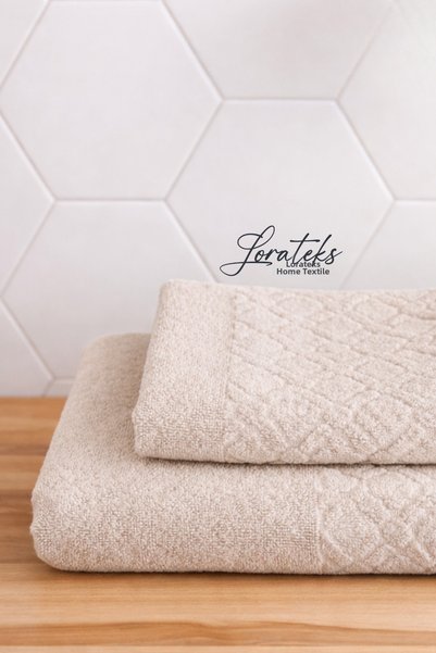 Lorateks Lizza |   2-Piece Bath Towel Set |   Towel |   Bath Towel I Hammam Set I Dowry Towel |   (70 X 140 cm - 50 X 90 cm)
