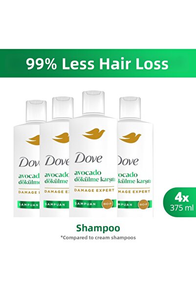 Dove Shampoo Avocado Anti-Hair Loss 375 ml X4