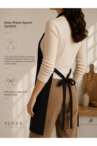 NUNA'S Atelier Black Duck Linen Kitchen Apron