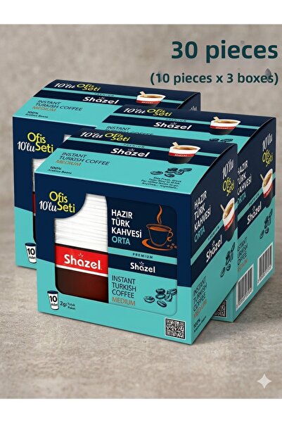 Shazel Ready-Made Turkish Coffee Office Set Medium 9 Gr (10X3 Boxes) 30 Pieces