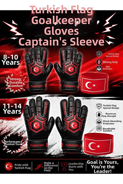 Gök Sports Turkish Flag Goalkeeper Gloves Football Goalkeeper Gloves with Wri...