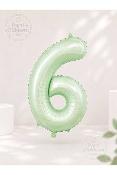 Parti Dükkanı 6 Number Foil Balloons 34 Inch 76 cm Retro Green |   Helium Com...