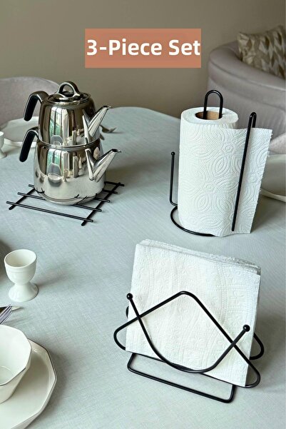 Edora Home مجموعة من 3 قطع حامل مناديل ورقية على شكل مثلث أسود، حامل مناديل و...