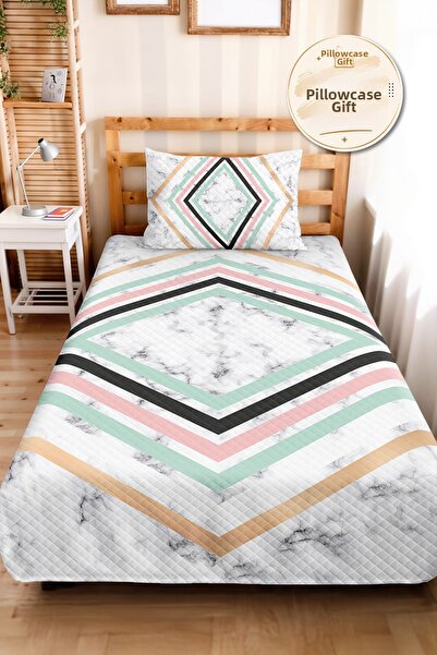 Evimde Bambaşka Set de lenjerie de pat pentru cameră de tineret Marble Geomet...