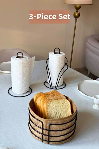 Edora Home Set of 3 Black Swan Napkin Holder Upright Paper Towel Holder Round...