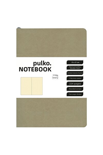 Pulko Caiet 110gr Hârtie Ivory, A5, Termo Leather, 224 pagini, Punctat, Bej