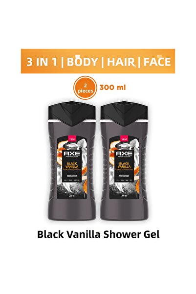 Axe جل الاستحمام الفاخر بالفانيليا السوداء 3 في 1 للجسم والشعر والوجه 300 مل × 2