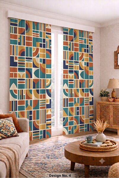 EFSANE PET Modern Vintage Patterned Background Curtain 100 X 250 cm 1 Panel D...