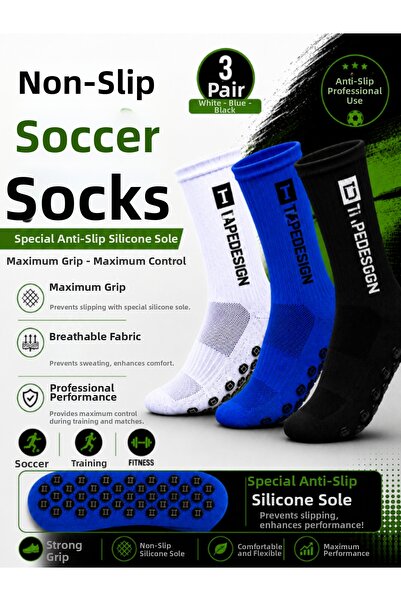 Shuttle Park 3 Pairs Unisex Special Series White Black Blue Anti Slip Non Sli...