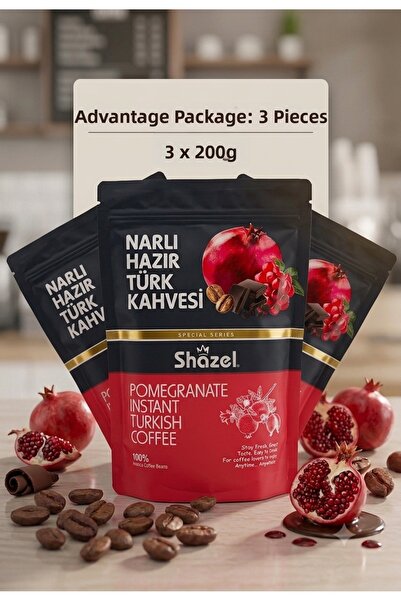 Shazel Ready-Made Turkish Coffee with Pomegranate (3 Pieces X 200 G.)