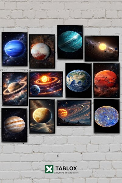 TABLOX 12 piese Sistem solar Planete Spațiu Pământ Marte Jupiter Saturn Set d...