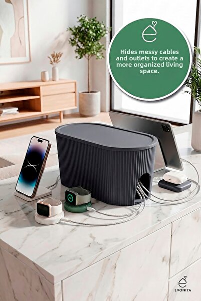 EVONİTA Modern Cable Organizer Socket Box |   Multi-Socket Concealment Box wi...