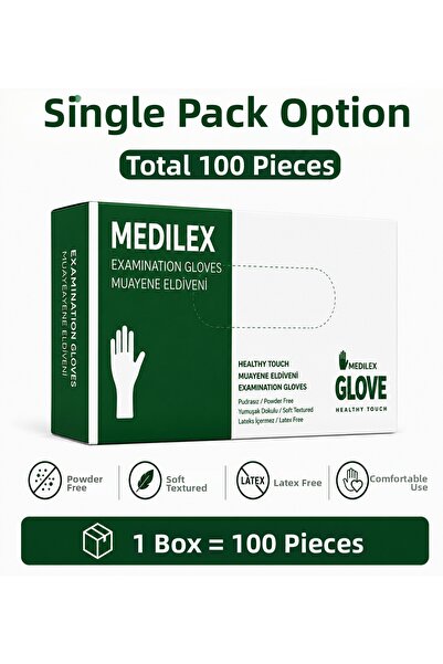 MEDİLEX Tpe Hybrid Powder-Free Examination Gloves 100 Pcs - 1 Pack Latex-Free