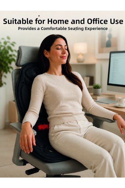 teknotrust Premium Heated Vibrating Massage Seat Cushion with Back, Waist and...