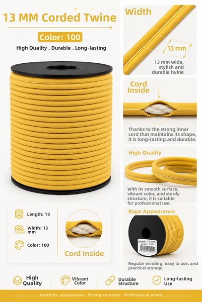 aytok tekstil 100% Cotton Verev Layered Drawstring Bias Tape (20 Meters) - Co...