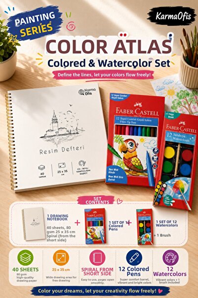 Faber Castell Painting Series White 25X35 cm 40 Sheets Drawing Pad and Faber-...