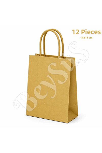 BeySüS 11X15 cm Gift Paper Bag Gold 12 Pieces