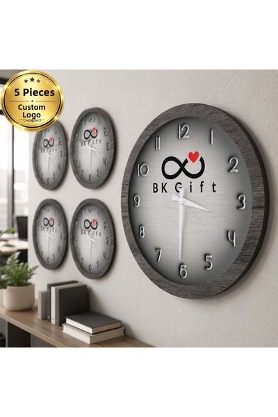 Bk Gift Customized for Your Logo 5 Pieces of 31 cm Round 5 mm Mdf Wall Clock ...