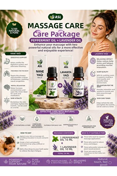 ASL Peppermint Oil and Lavender Oil Massage Care Package – Natural Dual Care ...