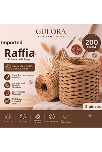 gulora Εισαγόμενο χάρτινο νήμα Raffia, 2 τεμάχια το καθένα, 200 γραμμάρια, χρ...