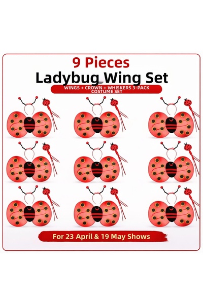 OSKA GLOBAL 9-Piece Ladybug Costume Set – Wing, Crown, Wand