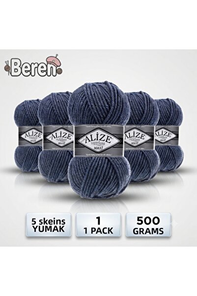 Alize Süperlana Maxi - 203 Denim Melange - 5-Pack - 100Gr/100M - Hand Knittin...