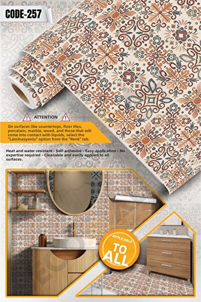 DECOMALL CODE-257 Αδιάβροχο Αυτοκόλλητο Φύλλο Επικάλυψης για Πλακάκια Επίπλων...