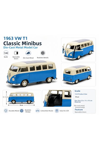 NW NessiWorld 1:24 Scale 1963 Model T1 Bus Metal Vehicle