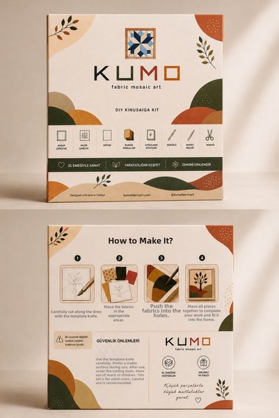 KUMO fabric mosaic art مجموعة كينوسايغا هوبى - مجموعة فن الفسيفساء من القماش بدون خياطة - 20 × 20 سم