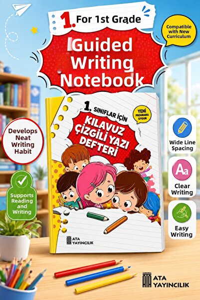 Ata Yayıncılık 1. Classroom New Suitable for Müfredata Writing Notebook Large...