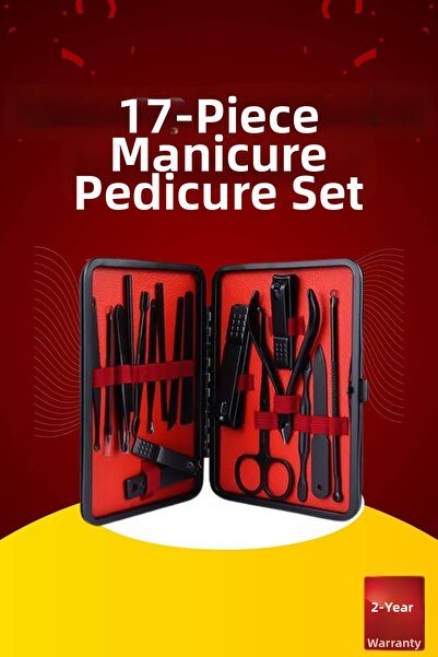 pınaxar 17 Piece Hand and Foot Care Set Nail Cleaning Manicure Pedicure Tweez...