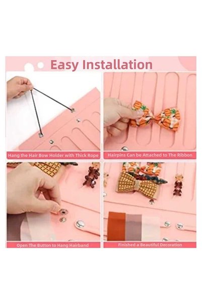 Generic Brand Naapesi Felt Hair Ribbon and Hairpin Organizer, Wall-Mountable Pink Felt Hairpin and Crown Organizer (Organizer)