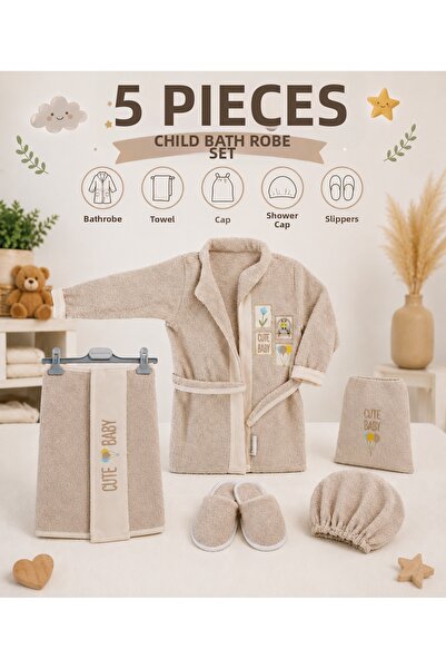ELITE by Seba 100% Cotton 5-Piece Children's Bathrobe Set