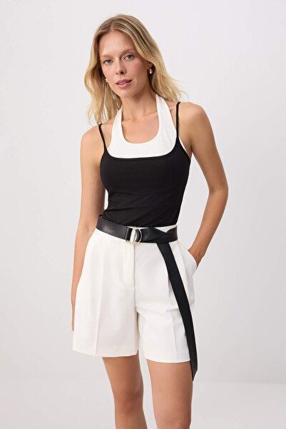 Trendyol Kollektion Schwarze, figurbetonte, doppelt aussehende, dehnbare Stri...