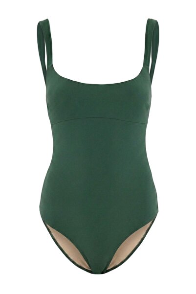 Trendyol Collection Costum de baie cu guler pătrat verde smarald TBESS26MA00118