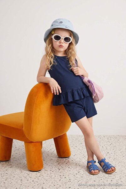 TRENDYOLKIDS Tamnoplavi jednobojni pleteni donji i gornji set TKDSS25AU00162