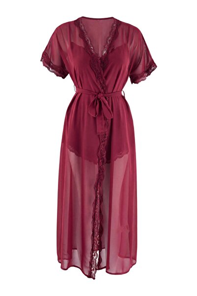 Trendyol Collection طقم زينة للعروس مكون من 3 قطع باللون العنابي مع تفاصيل من...