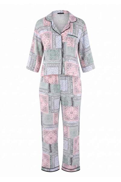 Trendyol Collection Set de pijamale țesute din viscoză, multicoloră, cu aspec...