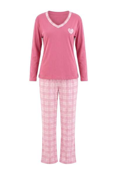 Trendyol Collection Pink 100% Cotton Plaid / Check 30/1 Openend Single Jersey...