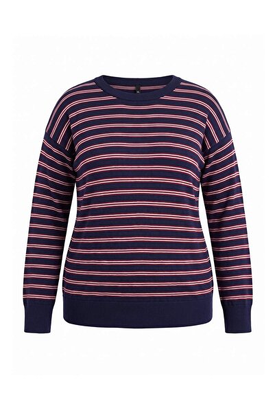 Trendyol Curve Pulover Oversize cu textură moale, albastru marin, esențial pe...